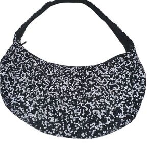 Cache Black and White Sequin Hobo Bag
